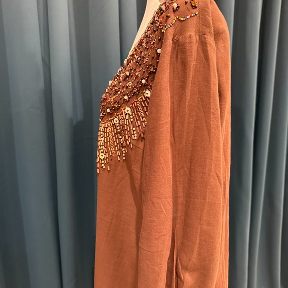 JO NO FUI Brown Rhinestone Cotton Dress - Picture 4 of 8